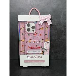 PINK SKY Christmas DACHSHUND Dog 16 Pro Max Phone Case W/ Screen Protector